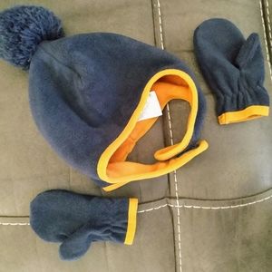 Old Navy Micro Fleece Trapper Beanie & Mittens